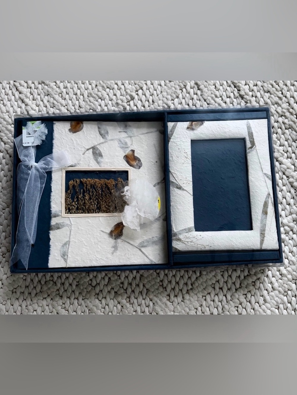 VTG 90s Dried Pressed Flowers Paper Picture Frame Photo Album Gift Set NEW NIB
